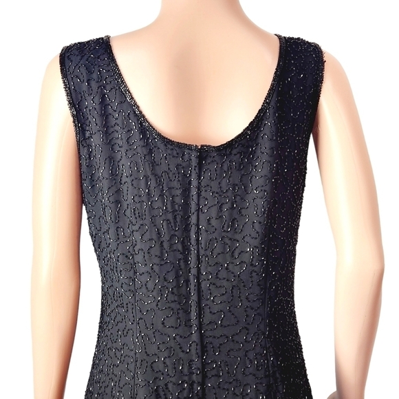 Jmd- 70's Womens Black Polyester Sleeveless, Lined Mid Length Cocktail Dress. - Picture 6 of 12